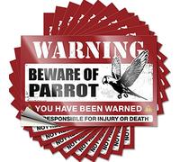Calcomanías divertidas para coches Beware of Parrot Funny Sticker 10 Pcs Little Man Cave Sign Sarcástico (6 x 9 cm)