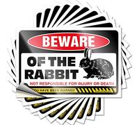 Calcomanías divertidas para coches Beware of Rabbits, 10 piezas divertidas calcomanías y calcomanías para casco duro y (8 x 12 cm)