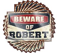 Calcomanías divertidas para coches Beware of Robert, 10 unidades, calcomanías de casco duro y calcomanías para caja de herramientas (6 x 9 cm)