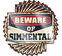 Calcomanías divertidas para coches Beware of Simmental, 10 calcomanías para cascos duros y calcomanías para caja de herramientas (6 x 9 cm)