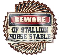 Calcomanías divertidas para coches Beware of Stallion Horse Stable Funny Sticker 10 Pcs Car Stickers for MenWarning Signs for Bedroom (12 x 18 cm)