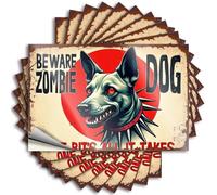Calcomanías divertidas para coches Beware: perro zombi - One Bite'S All It Takes, 10 unidades, decoración de cueva de hombre y accesorios, calcomanías para coche familiar (12 x 18 cm)