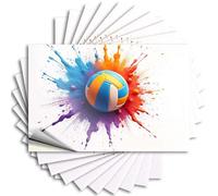 Calcomanías divertidas para coches, coloridas salpicaduras de pintura que rodean a una calcomanía de voleibol, 10 unidades, calcomanías divertidas para parachoques (6 x 9 cm)