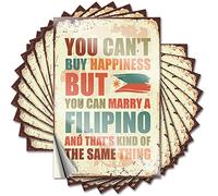 Calcomanías divertidas para coches con la que no puedes comprar la felicidad pero puedes casarte con un filipino, 10 calcomanías divertidas para decoración de bar vintage (8 x 12 cm)