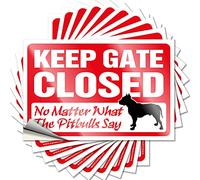 Calcomanías divertidas para coches con texto en inglés "Keep Gate Closed No Matter What The Pitbulls Say Funny Sticker 10 Pcs Small Sign Hardhat Stickers and Decals" (6 x 9 cm)