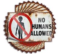 Calcomanías divertidas para coches con texto en inglés "No Humans Allowed" con pegatinas de alienígena, 10 unidades, decoración de cueva de hombre y accesorios, calcomanías para coche familiar (6 x 9