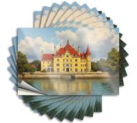 Calcomanías divertidas para coches, Grand Castle by The River, 10 unidades, decoración de cueva de hombre y accesorios, calcomanías para coche familiar (12 x 18 cm)