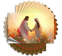 Calcomanías divertidas para coches Jesús y María en el campo de flores, 10 unidades, decoración de cueva de hombre y accesorios, calcomanías familiares para coche (12 x 18 cm)