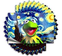 Calcomanías divertidas para coches Kermit en la noche estrellada, 10 calcomanías de marca para ventana de coche (6 x 9 cm)