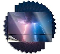 Calcomanías divertidas para coches, tormenta sobre el lago: un espectacular rayo, 10 unidades, decoración de cueva de hombre y accesorios, calcomanías para coche familiar (12 x 18 cm)