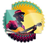 Calcomanías divertidas para coches, un hombre con sombrero tocando una guitarra acústica, 10 calcomanías divertidas para parachoques (12 x 18 cm)