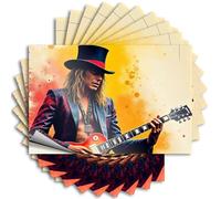 Calcomanías divertidas para coches, un hombre con sombrero tocando una guitarra eléctrica. 10 calcomanías para herramientas para automóviles (8 x 12 cm)