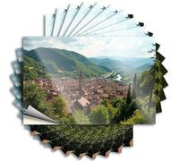 Calcomanías divertidas para coches, una ciudad pintoresca ubicada entre exuberantes colinas verdes, 10 calcomanías divertidas para parachoques (8 x 12 cm)