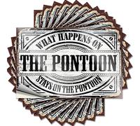 Calcomanías divertidas para coches What Happens On The Pontoon Stays On The Funny 10 Pcs Funny Garage Signs for Men Tool Box Stickers (12 x 18 cm)