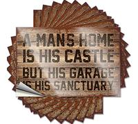 Calcomanías divertidas para el coche con texto en inglés "A Man's Home is His Castle But His Garage is His Sanctuary" (8 x 12 cm)