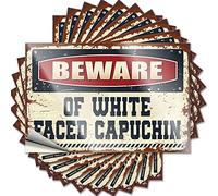 Calcomanías divertidas para parachoques con la frase "Beware of White Faced Capuchin", 10 unidades, decoración de bar al aire libre, letreros divertidos para dormitorio (12 x 18 cm)