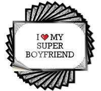 Calcomanías divertidas para parachoques con texto en inglés "I Love My Super Boyfriend", calcomanías para coches (6 x 9 cm)