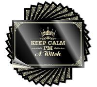 Calcomanías divertidas para parachoques con texto en inglés "Keep Calm I'm A Witch" (6 x 9 cm)