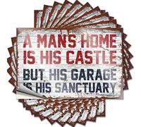 Calcomanías divertidas para parachoques de A Man's Home is His Castle But Garage is Sanctuary, 10 calcomanías de broma para adultos, calcomanías de casco de motociclista (6 x 9 cm)