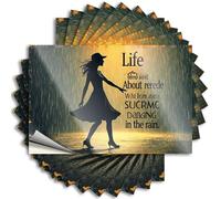Calcomanías divertidas para patio trasero, con texto en inglés "Drinking Encouragement Hard Life is About Finding Joy in The Rain", resistentes a los arañazos (12 x 18 cm)
