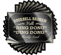 Calcomanías divertidas para timbre de puerta, grito roto, Ding Dong Really Loud, 10 calcomanías para ventana para parachoques de coche (8 x 12 cm)