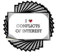 Calcomanías divertidas para tu coche con texto en inglés "I Love Conflicts of Interest" para bar (6 x 9 cm)