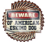 Calcomanías divertidas para tu coche, cuidado con el perro esquimal americano, 10 unidades de calcomanías sarcásticas divertidas para coche (6 x 9 cm)