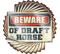 Calcomanías divertidas para tu coche, ten cuidado con el caballo de tiro, 10 unidades, divertidas calcomanías para coche, letreros divertidos para bar (6 x 9 cm)