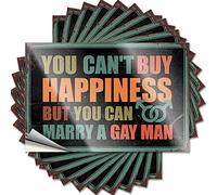 Calcomanías divertidas para ventana de coche con la que no puedes comprar la felicidad pero puedes casarte con un hombre gay, 10 calcomanías para parachoques de coche (8 x 12 cm)