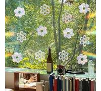 Calcomanías estáticas para ventana con diseño floral holográfico para puertas de vidrio para generar arcoíris y reducir el riesgo de colisión de pájaros (diseño de 20 x 30 cm) MK1579