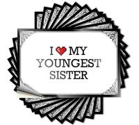 Calcomanías estéticas con letras grandes, diseño liso y bonito para cuaderno Texas, cubierta de vinilo extraíble con texto en inglés "I Love My Youngest Sister" (12 x 18 cm)