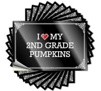 Calcomanías estéticas divertidas de ilusión óptica, cosas para dormitorio, bonito diseño de patrón para beber cuaderno, vinilo extraíble para pared I Love My 2nd Grade Pumpkins (12 x 18 cm)
