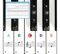 Calcomanías extraíbles para teclado de piano con póster de gráfico teórico de piano, etiquetas reutilizables para teclado de piano para teclas 88/61/54/49, calcomanías coloridas para teclas de piano