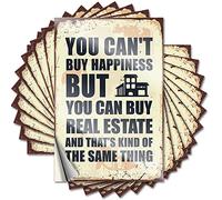 Calcomanías feministas, Lake Case You Can't Buy Happiness But You Can Buy Real Estate | Calcomanías divertidas para exteriores (12 x 18 cm)