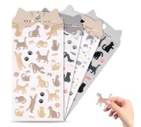 Calcomanías Gatos, 4 Hojas Calcomanías de Vinilo, Pegatinas 3D Puffy Stickers para Teléfono Guitarra Portátil Scrapbook, Multicolor