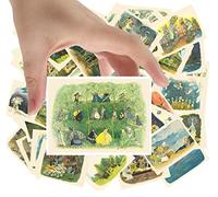 Calcomanías grandes (24 piezas de 2.5 x 3.5 pulgadas cada una) paisajes increíbles de cuentos de hadas e historias postales vintage retro tarjeta de felicitación libro ilustración reimpresión
