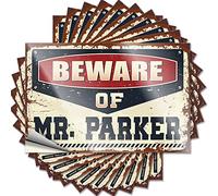 Calcomanías inapropiadas Beware of Mr. Parker, 10 calcomanías divertidas para coche (12 x 18 cm)