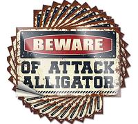 Calcomanías inapropiadas con diseño de cocodrilo con el cuidado del ataque, 10 calcomanías divertidas para parabrisas de coches (6 x 9 cm)