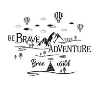 Calcomanías inspiradoras de pared con cita de aventura Be Brave Seek Adventure Cita mural de vinilo extraíble para dormitorio de niños, sala de estar, decoración de papel pintado para el hogar