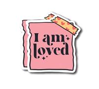 Calcomanías inspiradoras motivacionales de buena energía con texto en inglés "I Am Loved", 2 unidades, 5 pulgadas en el lado más ancho, fabricadas en Estados Unidos, FHJ460