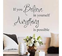 Calcomanías inspiradoras para pared, con texto en inglés "If You Believe in Yourself, Anything is Possible", con cita motivacional para dormitorio, sala de estar, oficina, decoración del hogar