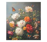 Calcomanías magnéticas de vinilo con diseño de flores con una mariposa para lavavajillas, 66 x 58 cm