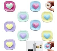 Calcomanías Magnéticas Decorativas en Forma de Corazón Macaron para Pizarra Blanca, Taquilla, Cocina y Oficina, 10 Piezas, Colores Vibrantes