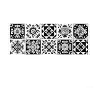 Calcomanías marroquíes para azulejos impermeables, calcomanías de pared para cubierta de salpicaduras de cocina y suelo de baño, hojas de mosaico de PVC autoadhesivas con patrones geométricos negros