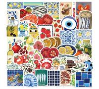Calcomanías mediterráneas de tomate, 50 unidades, lindas calcomanías de frutas divertidas e impermeables para laptop, botella de agua, equipaje, monopatín, álbum de recortes, coche, teléfono, casco,
