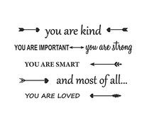 Calcomanías motivacionales de pared para decoración de pared con texto «You are Kind Strong Loved Positivos» para niños, decoración de pared de vinilo con flecha para niña, niño, cuarto de bebé, dormitorio, sala de juegos