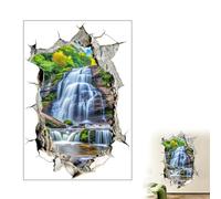 Calcomanías murales de PVC con agujero roto para pared, pared, montaña, bosque, cascada, para decoración de habitaciones del hogar, nevera, gabinete, decoración de paisaje 3D, calcomanía 3D Peel La