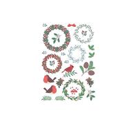 Calcomanías - Navidad - Corona de Navidad - Papel - Rojo - 21 x 14,8 cm