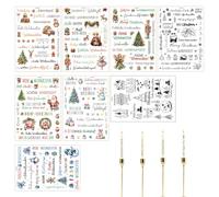 Calcomanías navideñas - 8 piezas Palabras de Navidad Envios para Manualidades - Película adhesiva Para Vela Ornamento Bloc de notas Clipboard Scrapbooking Diario de Invierno