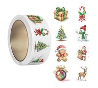 Calcomanías navideñas a granel, 500 unidades, rollo de calcomanías | Rollo de calcomanías de Navidad para adultos, niños, estudiantes, papelería, álbumes de recortes, tarjetas de invitación